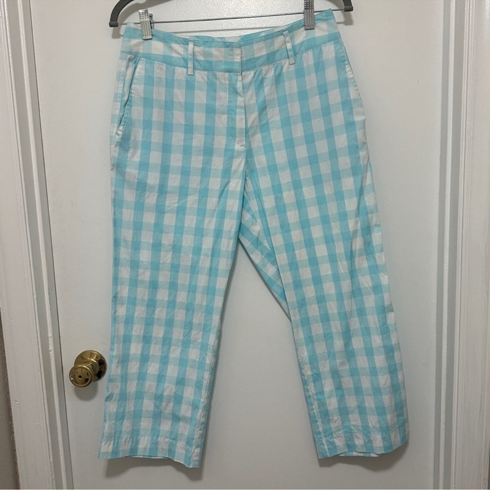 Lilly Pulitzer Blue & White Vintage White Tag Check Gingham Capri Pants